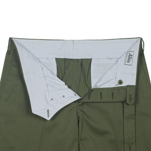 Olive cotton twill trousers