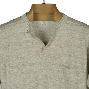 Knit short sleeve henley tee, natural linen (restock)