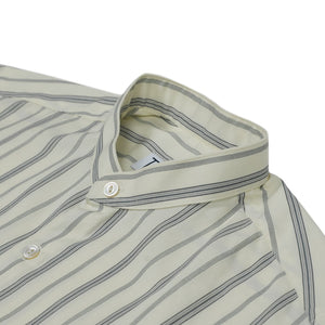 Band collar shirt in vintage stripe cotton
