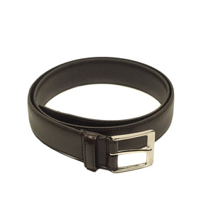 Dark Brown Saffiano leather dress belt