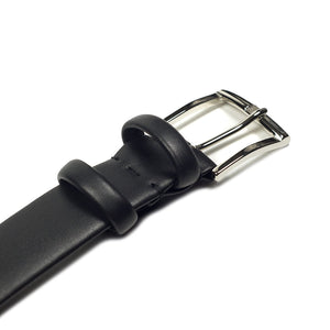 Black smooth calf "tubo" tubular dress belt