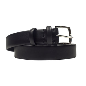 Black smooth calf "tubo" tubular dress belt
