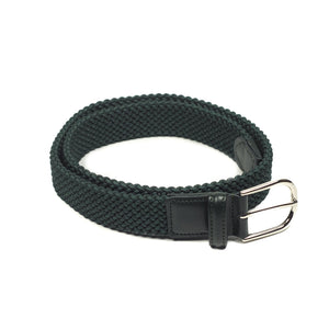 Dark Green Intreccio "tubo" tubular elastic woven belt