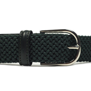 Dark Green Intreccio "tubo" tubular elastic woven belt