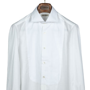 Hand-sewn Marcella bib tuxedo shirt with single cuffs, removable button strip