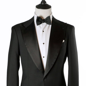 Hand-sewn Marcella bib tuxedo shirt with single cuffs, removable button strip