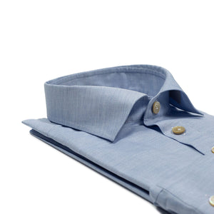 Blue melange oxford polo shirt, soft collar