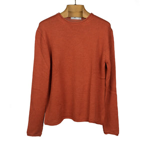 "Omra" burnt orange alpaca & silk rolled edge tunic sweater (Exclusive)