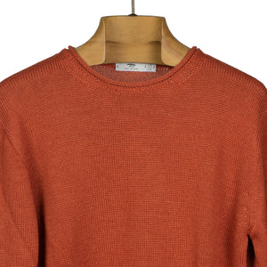 "Omra" burnt orange alpaca & silk rolled edge tunic sweater (Exclusive)
