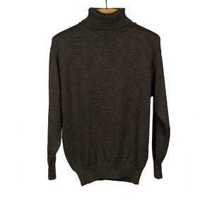 "Peat" brown alpaca & silk rollneck sweater (Exclusive)