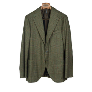 Fox Bros green & brown glencheck sport coat, 13 oz wool & cashmere