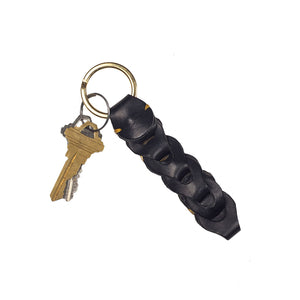 Boho linked leather keyholder, Black vachetta