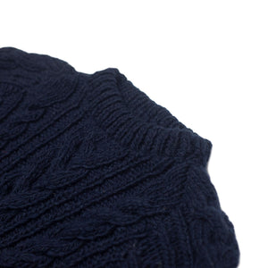 Chamula handknit fisherman pullover in dark navy merino wool (restock)