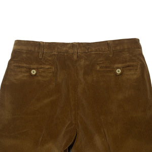 Brown garment-dyed cotton corduroy trousers