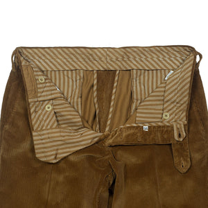 Brown garment-dyed cotton corduroy trousers