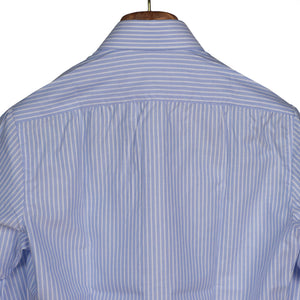 Blue stripe Thomas Mason 140/2 oxford shirt, spread collar (restock)