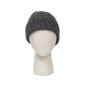 "Meath" grey donegal ribbed fisherman wool & cashmere hat