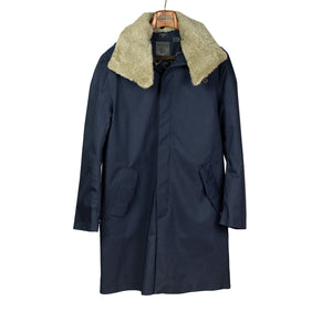 Deep Navy Moscow raincoat with shearling collar and Arctic padded lining (restock)