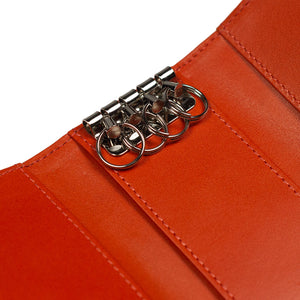 "Deater" key case in orange shrunken leather