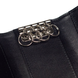 "Deater" key case in black shrunken leather