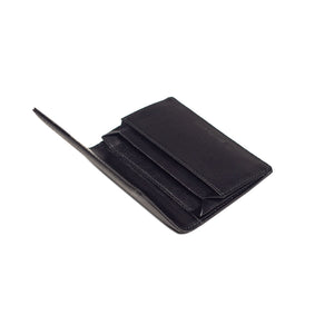 "Deater" card case in black shrunken leather