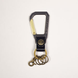 Carabiner key ring in black leather (restock)