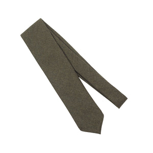Olive wool flannel tie, hand-rolled & untipped