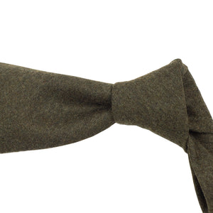 Olive wool flannel tie, hand-rolled & untipped