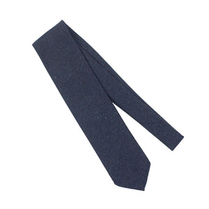 Blue donegal herringbone silk tie, hand-rolled & untipped