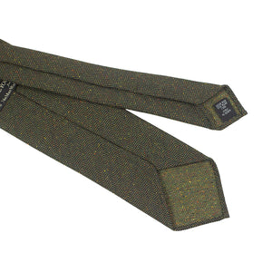Green donegal herringbone silk tie, hand-rolled & untipped