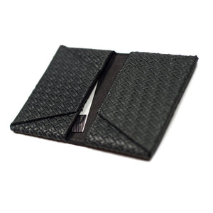 Kawaorigami wallet in grey woven-effect leather