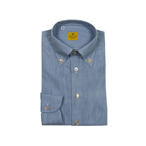Washed denim cotton shirt, buttoned collar