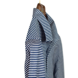 Blue horizontal stripe jersey polo shirt, one-piece "Miami" collar