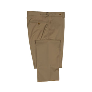 Higher-rise tan wool gabardine trousers