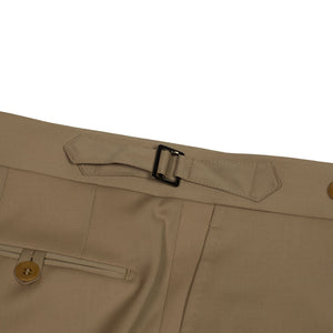 Higher-rise tan wool gabardine trousers