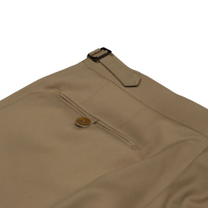 Higher-rise tan wool gabardine trousers