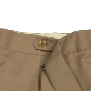 Higher-rise tan wool gabardine trousers