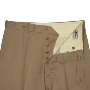 Higher-rise tan wool gabardine trousers