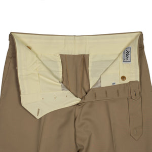 Higher-rise tan wool gabardine trousers