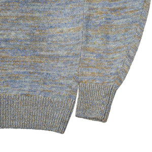 "Saxifrage" blue and camel mixed linen crewneck sweater