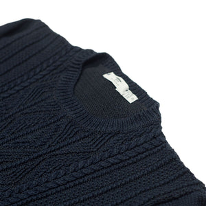 "Airne / Navan" linen and cotton Aran cable crewneck sweater