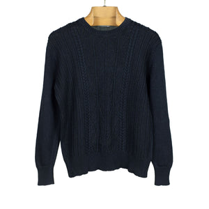 "Airne / Navan" linen and cotton Aran cable crewneck sweater
