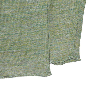 "Marram" green mix linen rolled edge tunic sweater