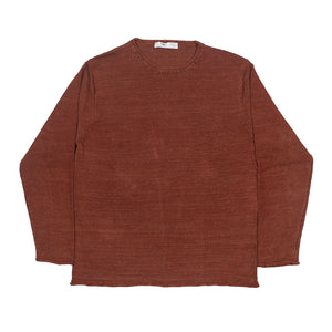 "Henna" rust color linen rolled edge tunic sweater