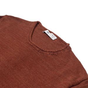 "Henna" rust color linen rolled edge tunic sweater