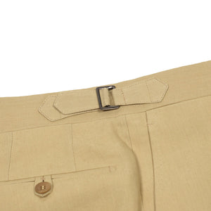 Higher-rise tan Irish linen trousers (restock)