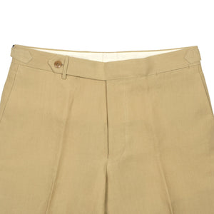 Higher-rise tan Irish linen trousers (restock)