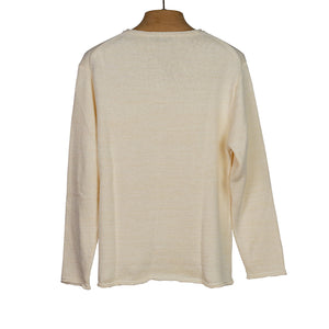 "Mist" off-white linen rolled edge tunic sweater