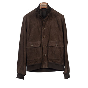 Valstarino bomber jacket in Caffe brown suede, unlined (restock)