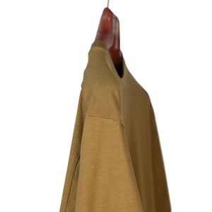 Crewneck t-shirt in camel color cotton and silk jersey
